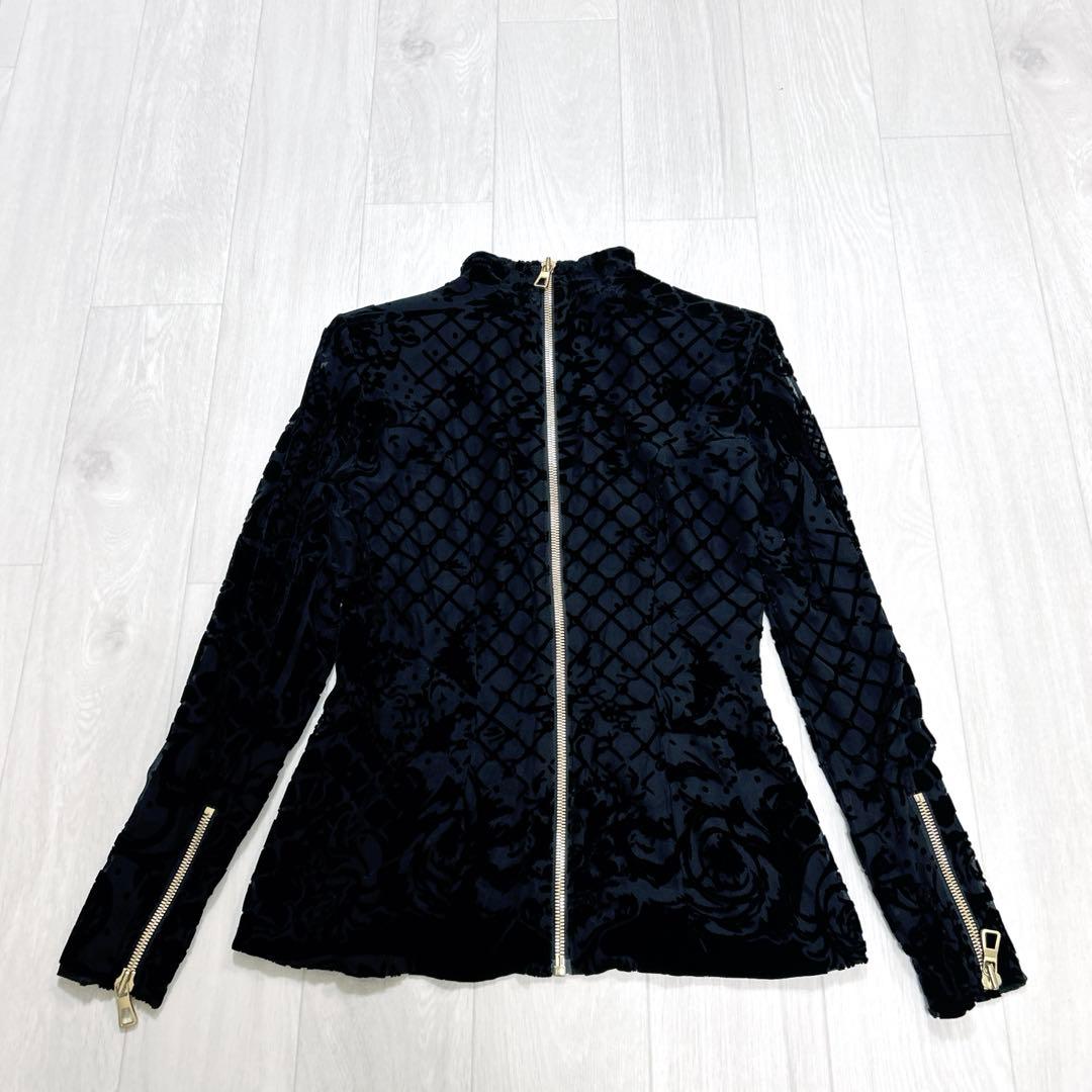 【新品】BALMAIN× コラボ シルク混　トップス 黒 ジップ