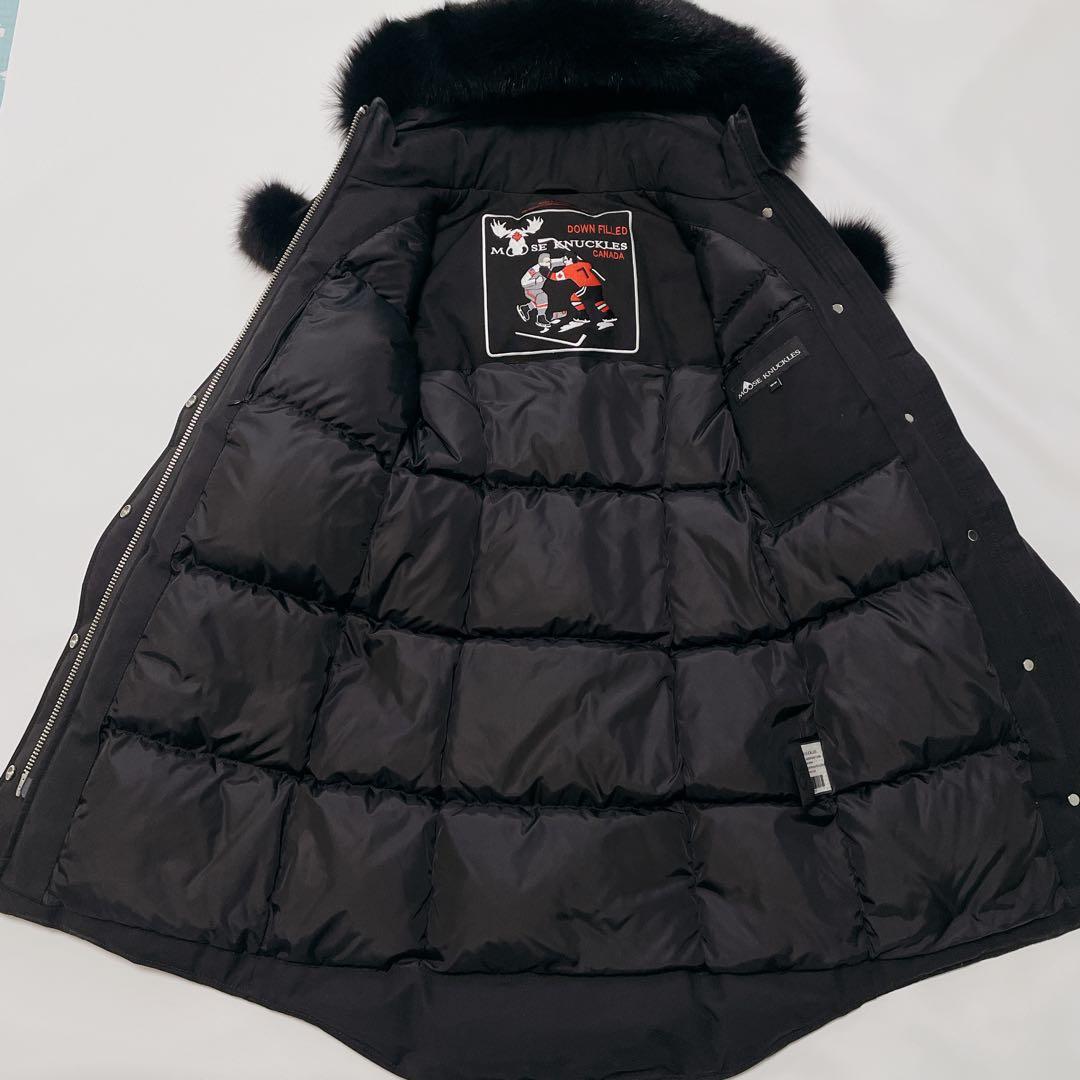 極美品✨ムースナックルズ ダウンジャケット ダウンコート ファー　黒　ブラック