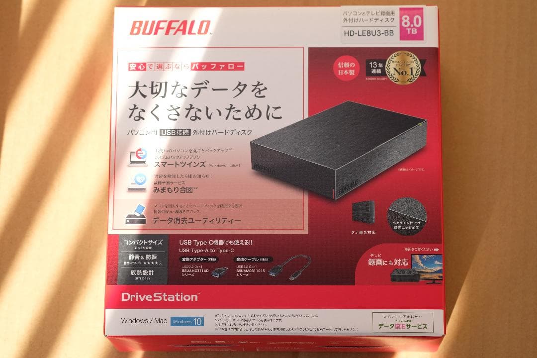 BUFFALO HD-LE8U3-BB 8.0TB 外付けHDD USB3.2