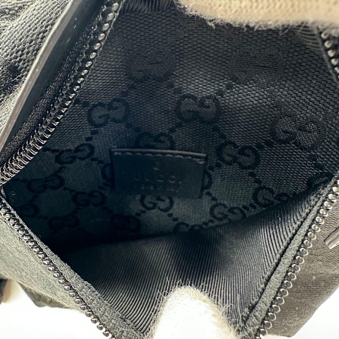 【極美品】GUCCI ボディバッグ ウエストポーチ GG キャンバス ブラック