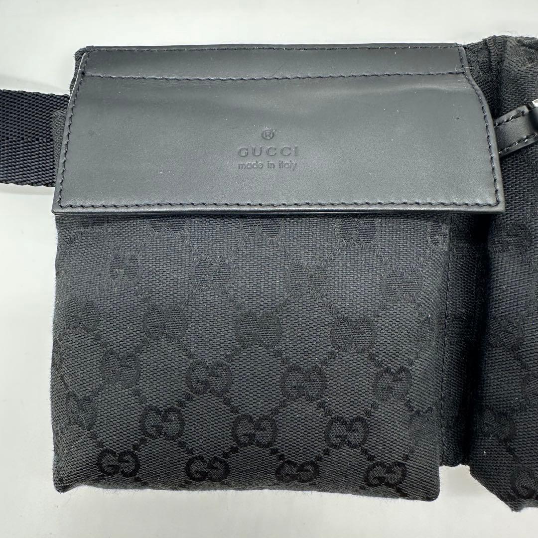 【極美品】GUCCI ボディバッグ ウエストポーチ GG キャンバス ブラック