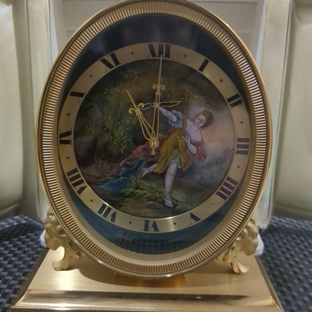 金色のオーバル型置時計インホフ水晶置時計