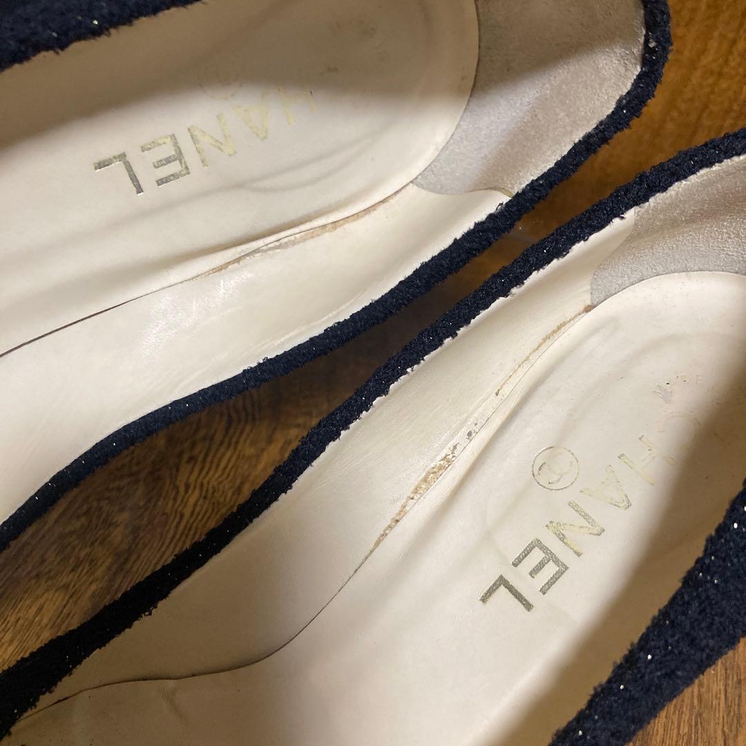 CHANEL パンプス ★ココマーク ラインストーン、ツィード、38.5サイズ