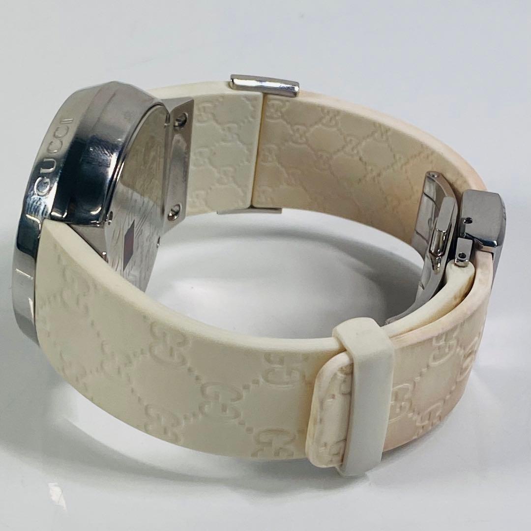 グッチ　腕時計　レディース　I-グッチ　YA114403 　ホワイトラバーベルト