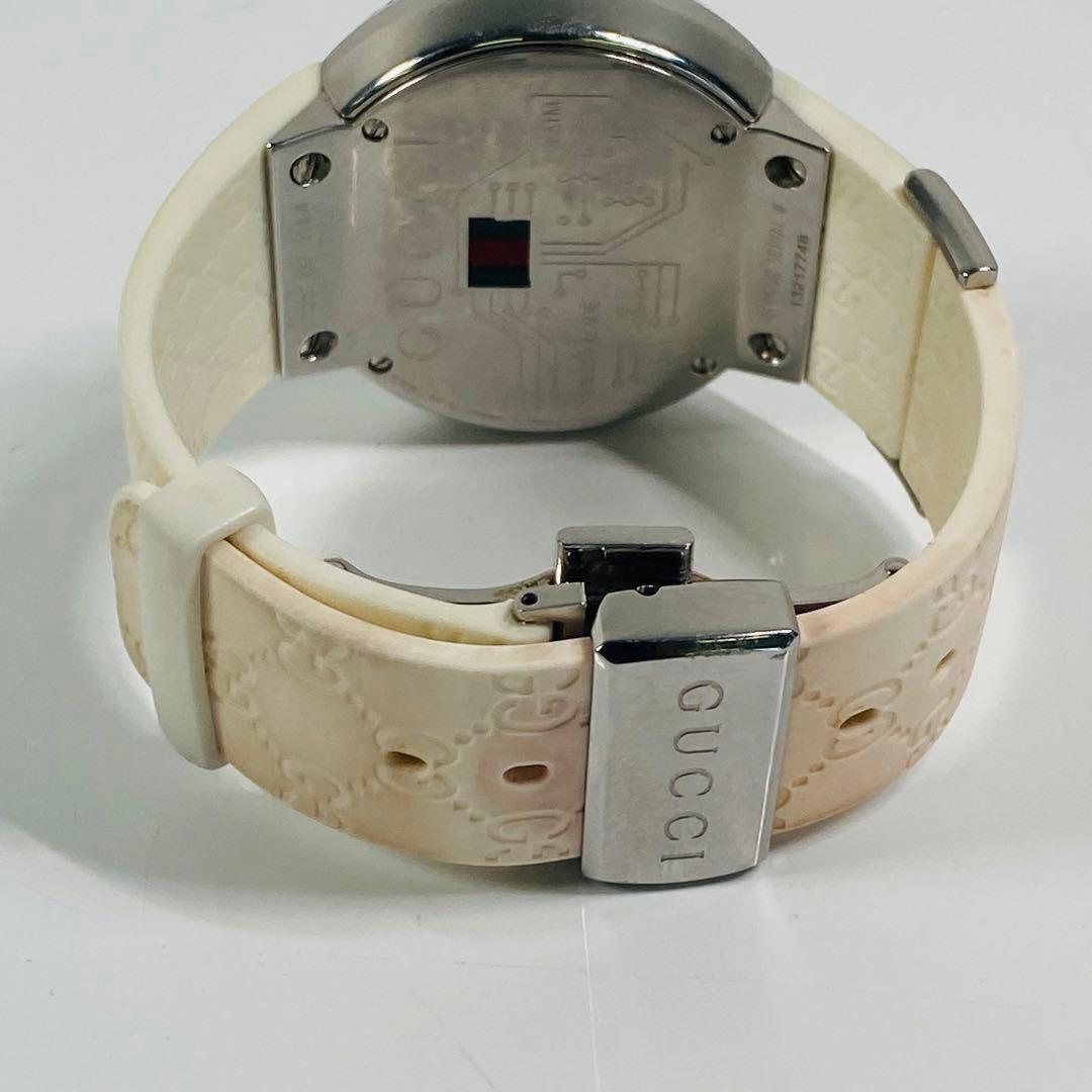 グッチ　腕時計　レディース　I-グッチ　YA114403 　ホワイトラバーベルト