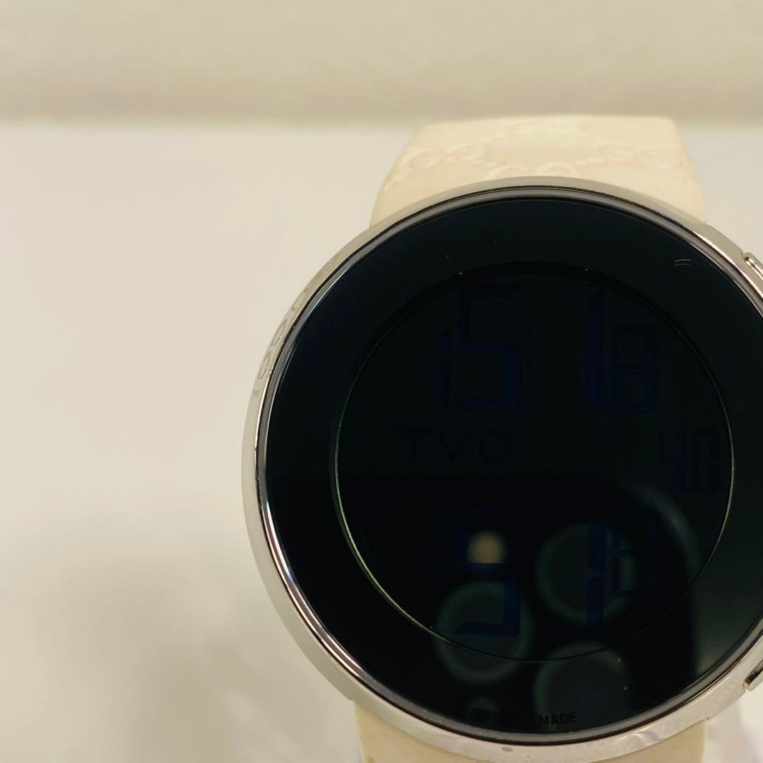 グッチ　腕時計　レディース　I-グッチ　YA114403 　ホワイトラバーベルト