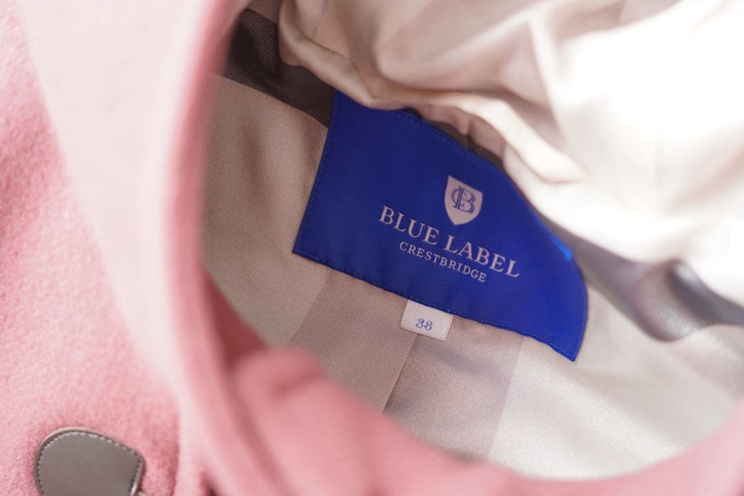 未使用に近い ブルーレーベル　エアリーメルトンロングダッフルコート M ピンク