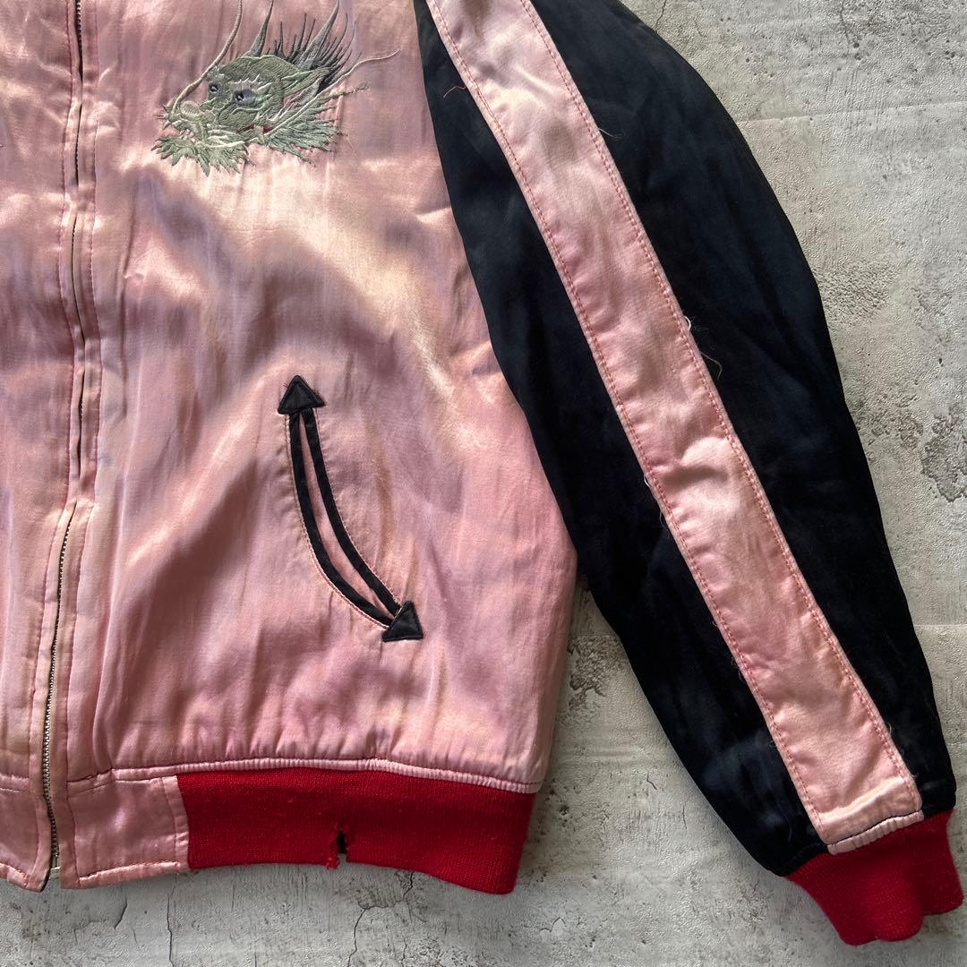 HOUSTON リバーシブルスカジャン サテン 虎 龍 Japan サイズL