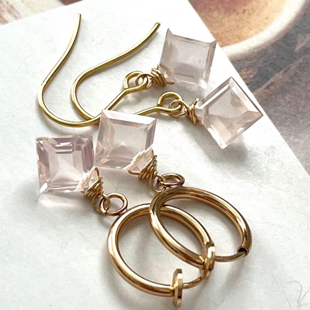 kao☺︎ 宝石質枠トパーズピアス　14kgf④に変更　11月誕生石