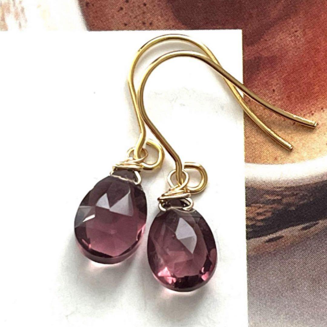 kao☺︎ 宝石質枠トパーズピアス　14kgf④に変更　11月誕生石