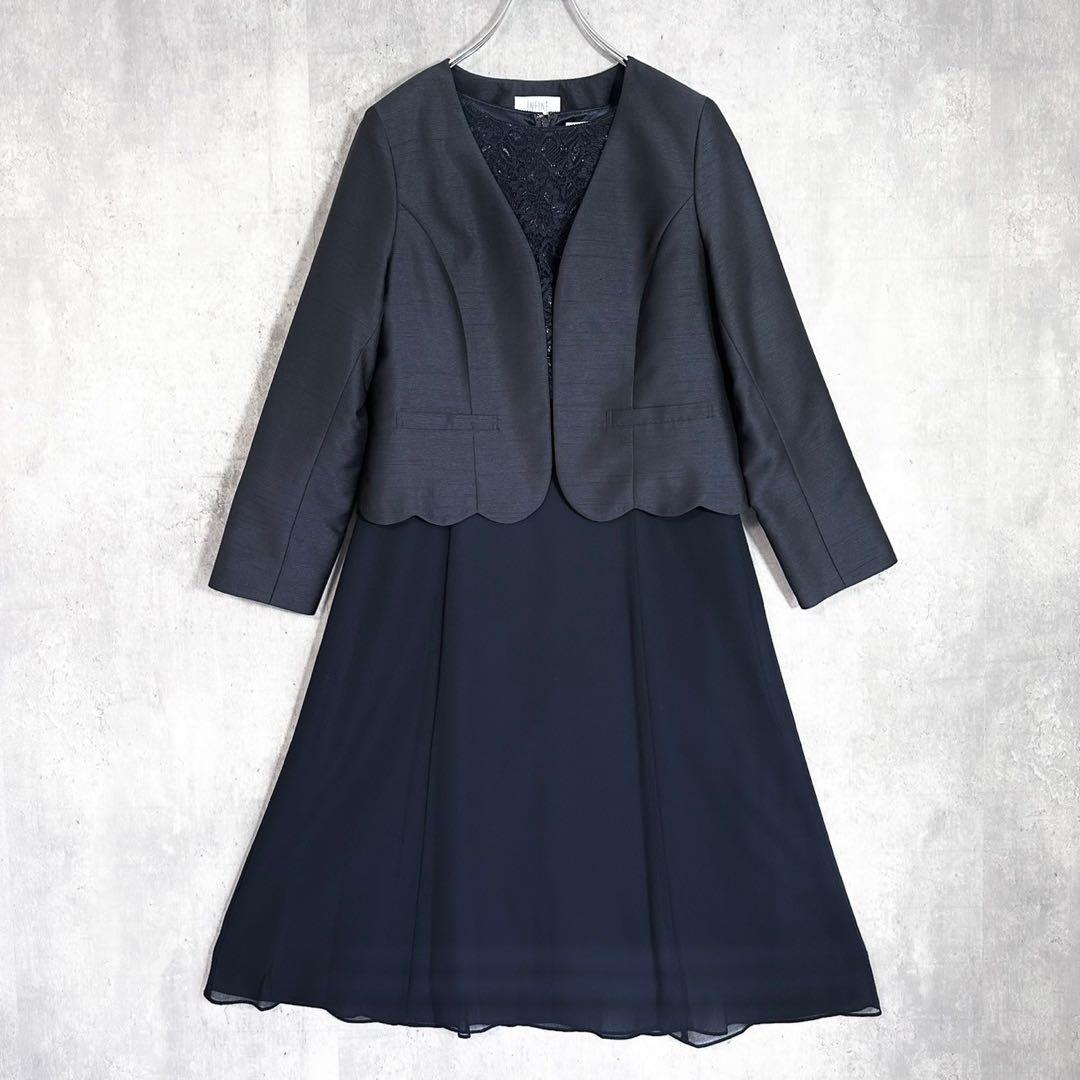 極美品⭐︎ INFINE 大きいサイズ 15号 ワンピースセットアップ　紺