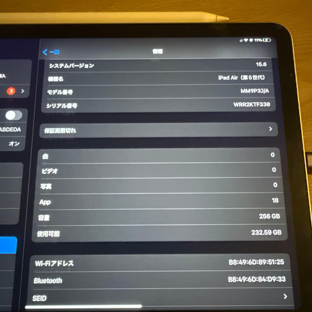 iPad Air 第5世代256GB WI-FIモデル＋pencil、ケース