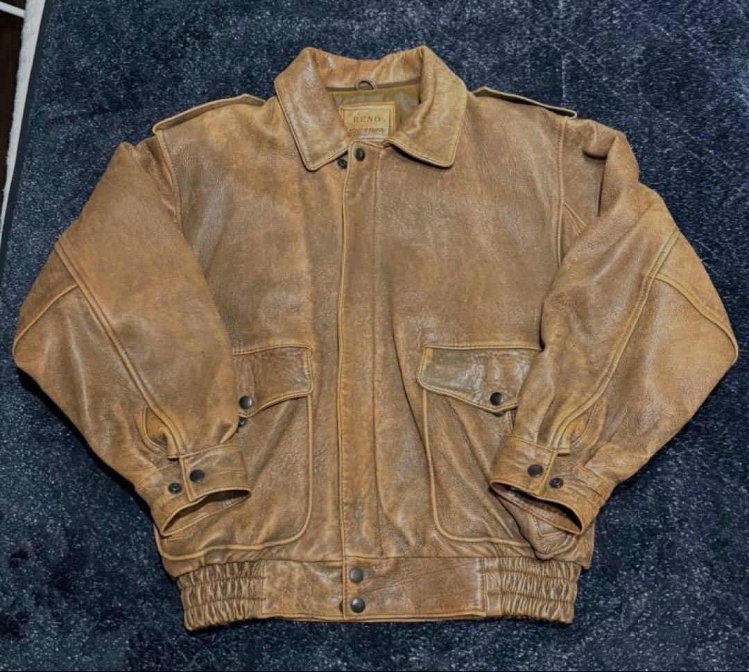 80s A-2フライトジャケット 短丈 本革 レザージャケット M 美品 極希少