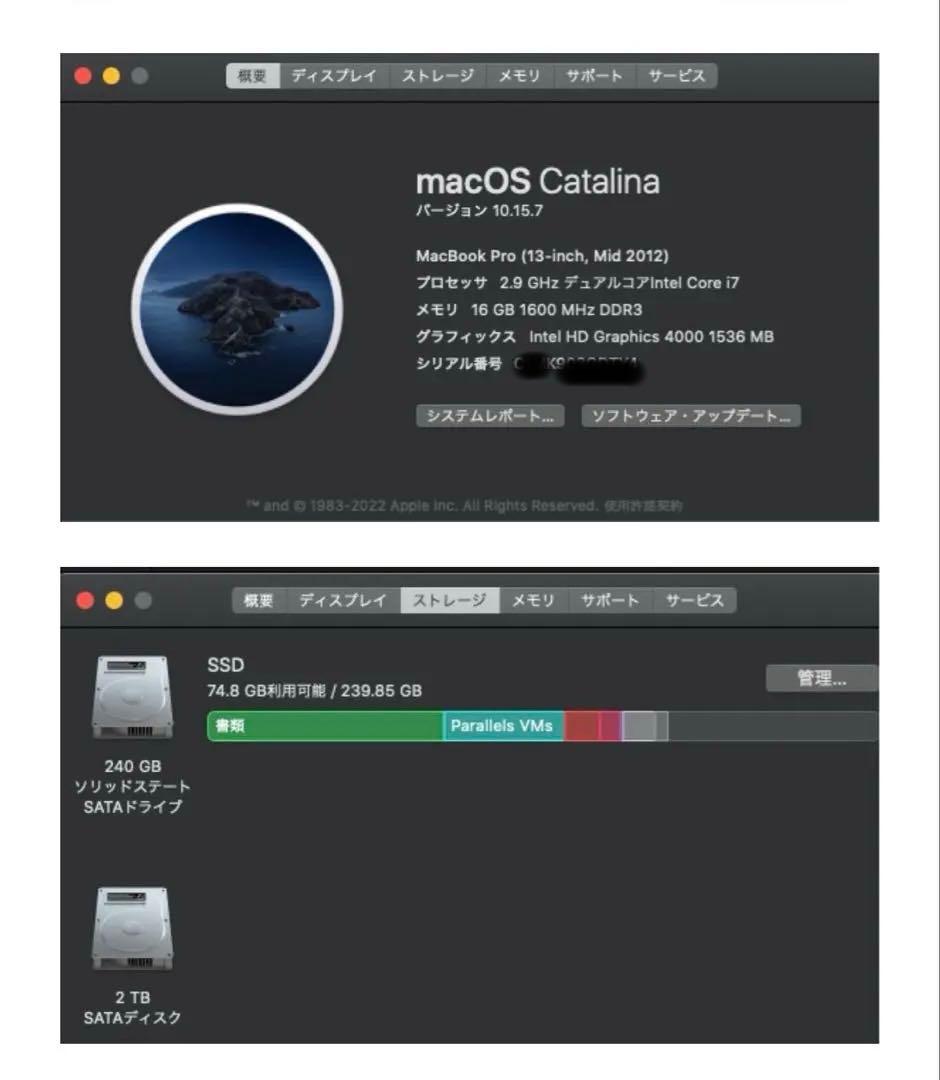 MacBook本体 MacBook Pro (13-inch, Mid 2012)