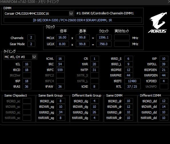 DDR4メモリ 32GB(8GB4枚組) Corsair [DDR4-3200]