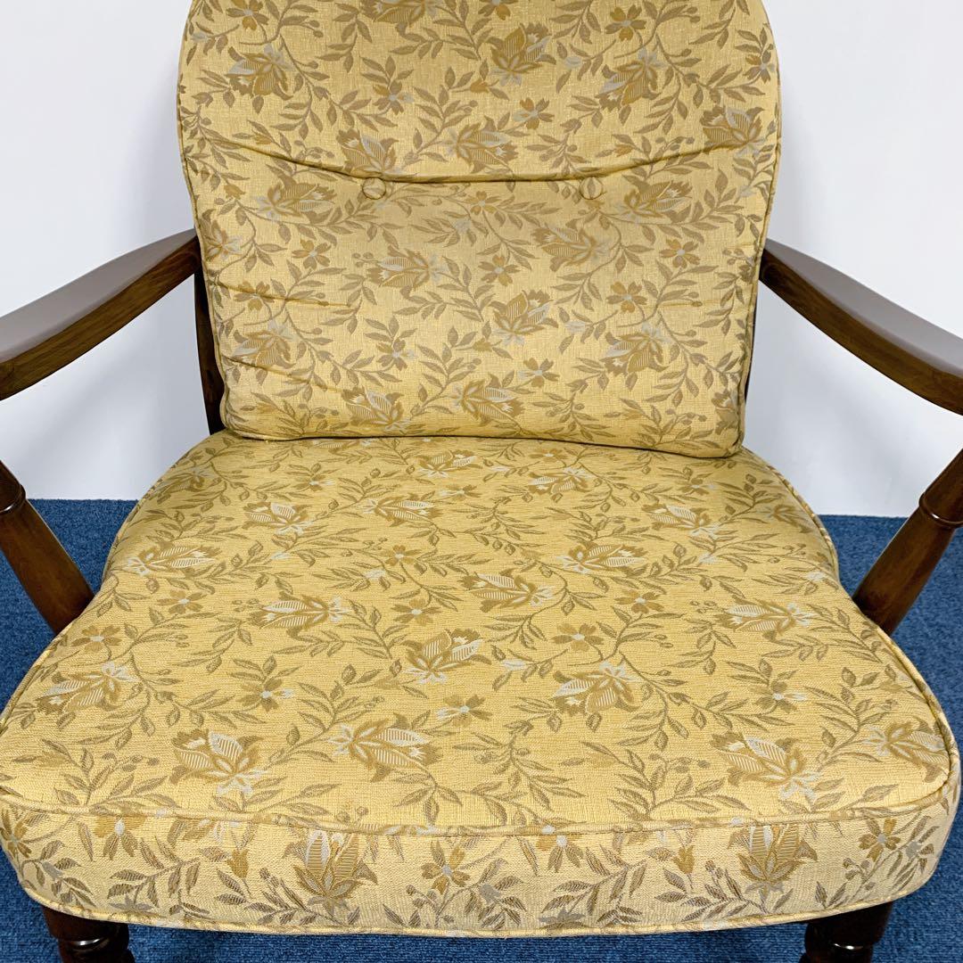 【美品】karimoku カリモク 1人掛けソファー 花柄 レトロ 高級家具