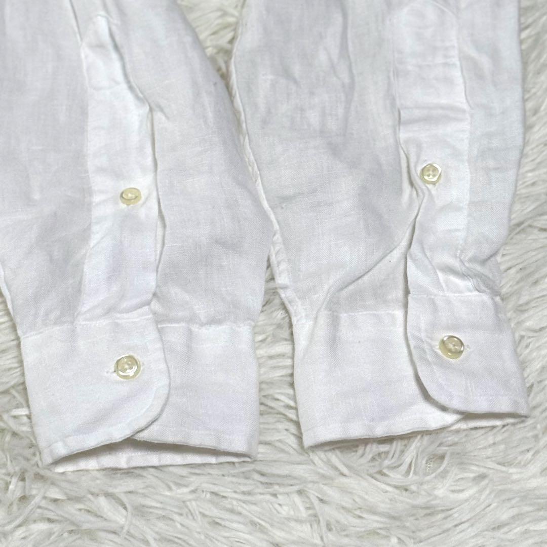 【極美品】近年 ラルフローレン リネン100％ シャツ クラシックフィット 白