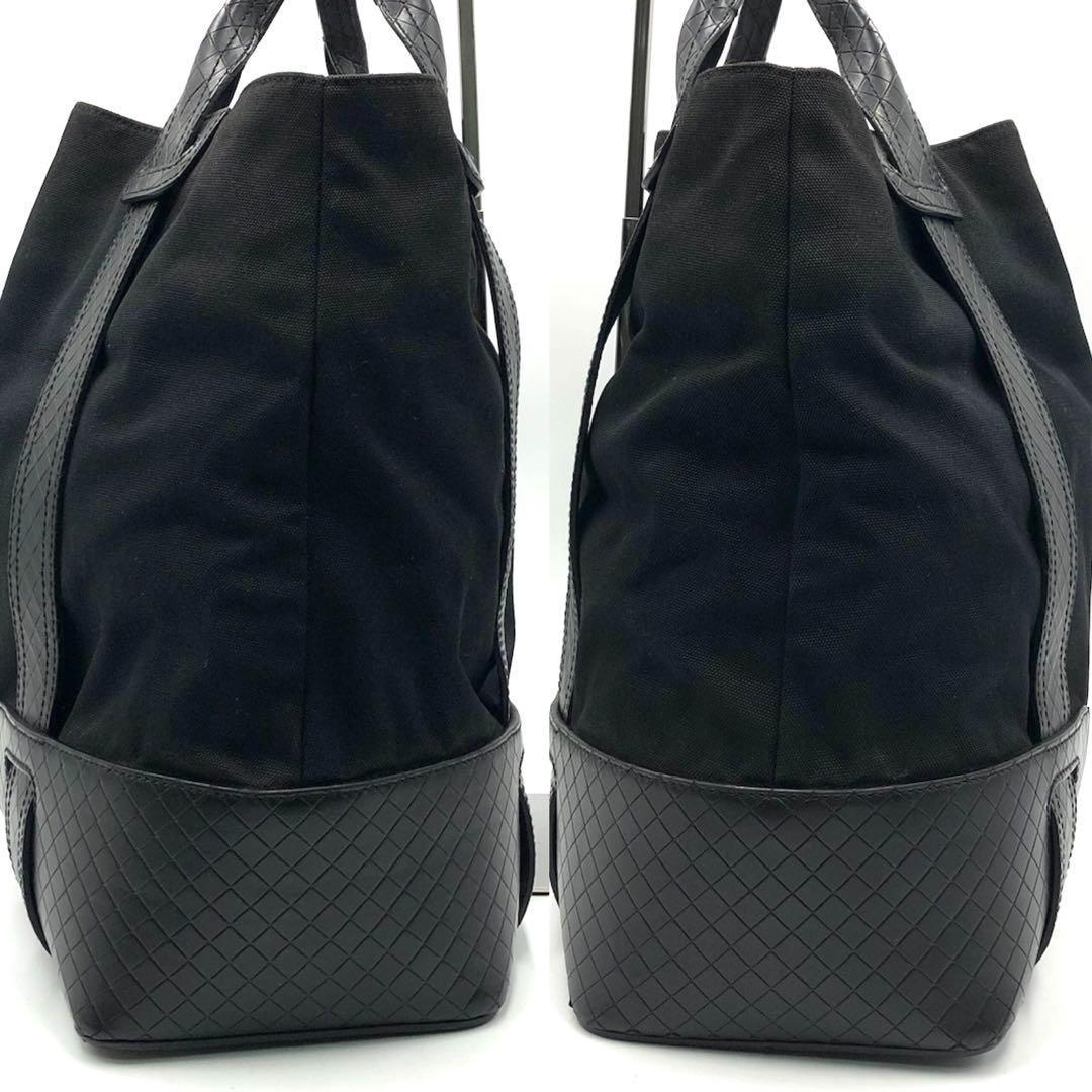 ボッテガヴェネタ トートバッグ イントレッチオミラージュ キャンバス 本革 黒