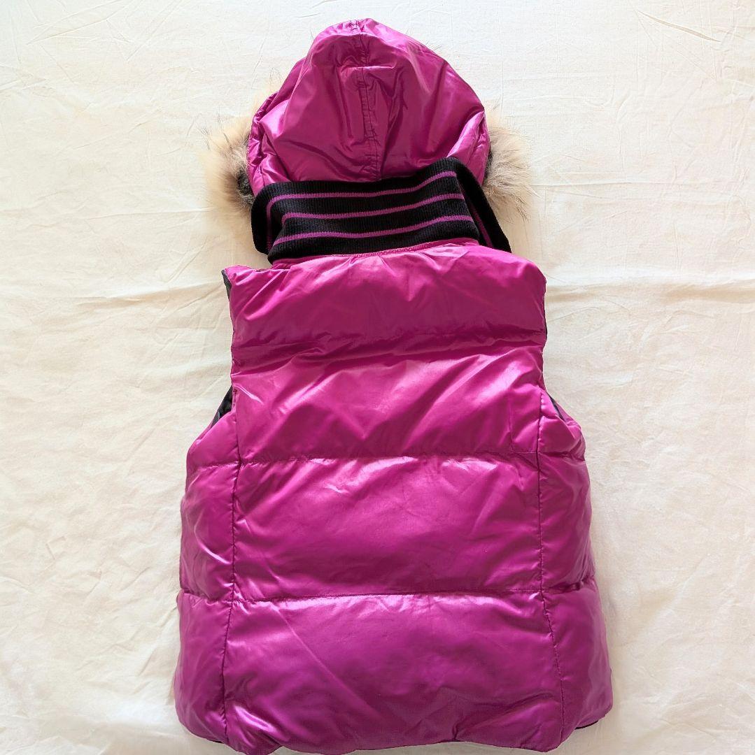 y2k  ダウンベスト 黒 ピンク フード ファー リバーシブル