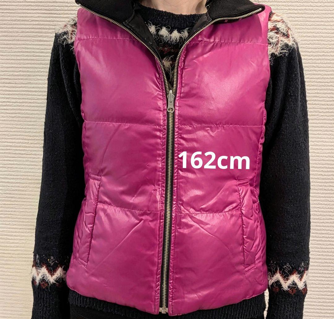 y2k  ダウンベスト 黒 ピンク フード ファー リバーシブル