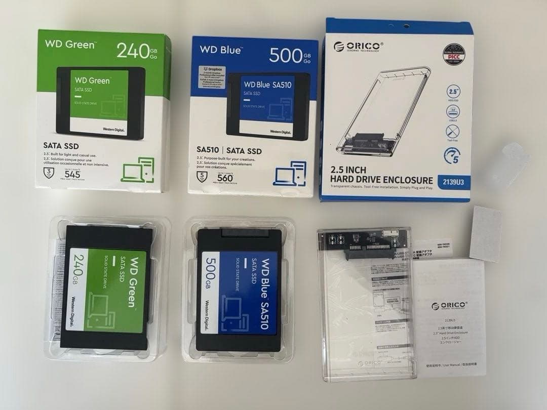 Western Digital 500GB&240GB &接続品セット
