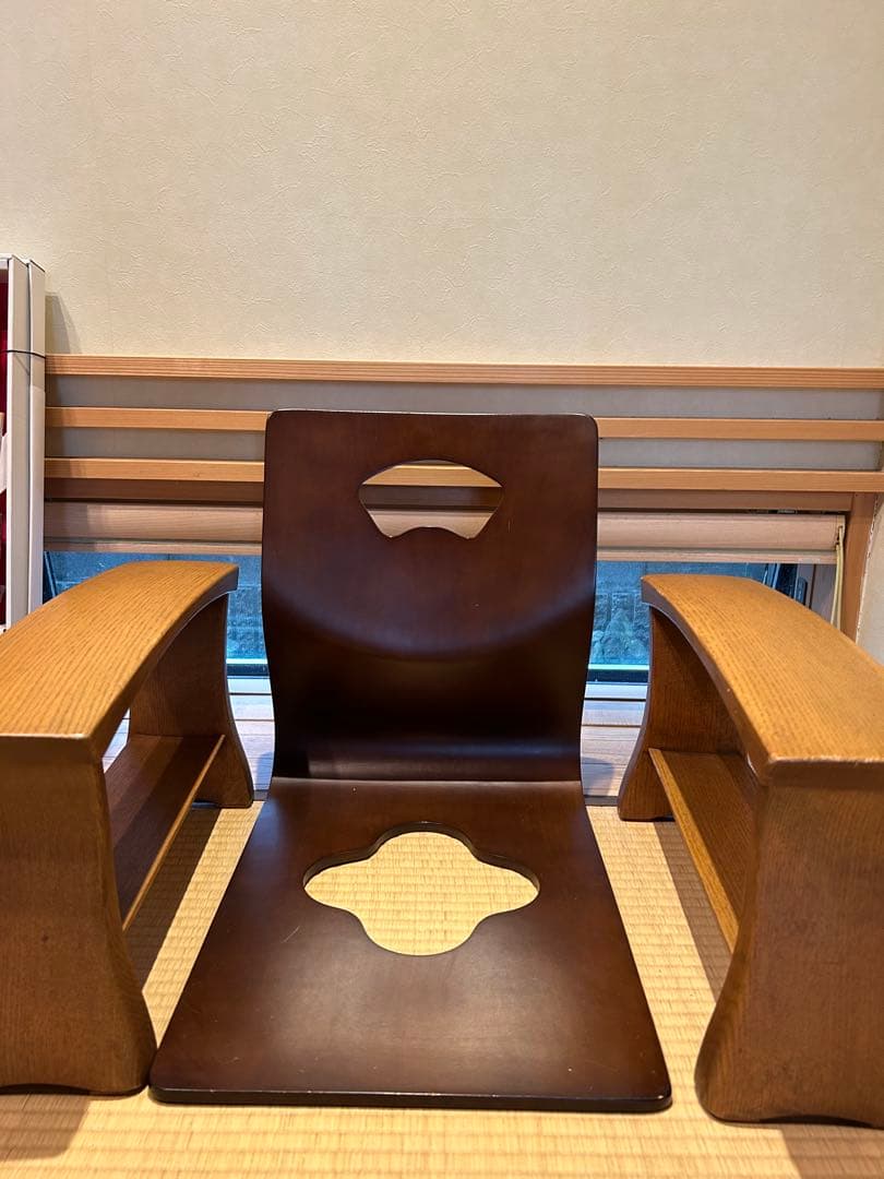 【飛騨家具】シラカワ　脇息　肘掛け　2脚（オーク材）　【オマケ】座椅子（合板材）