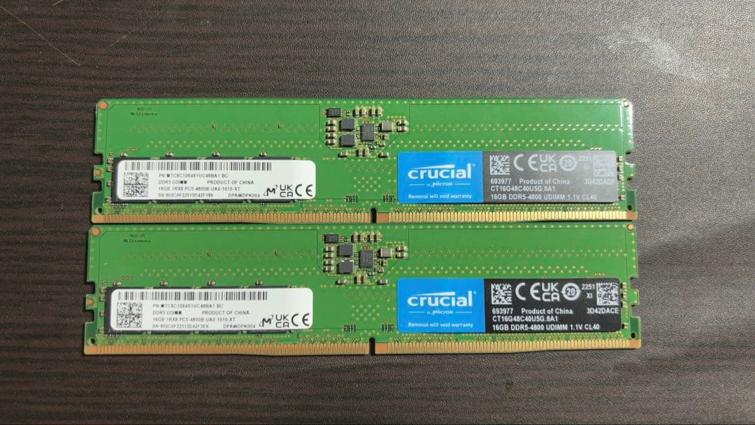 【本体のみ】DDR5 メモリ 32GB（16GB×2）