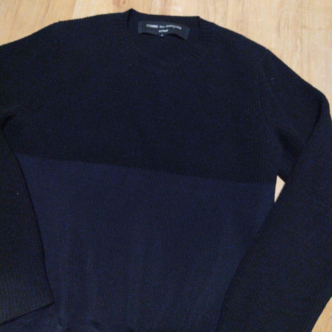 美品 16AW ギャルソン オム グラデーションニット ダークネイビー 古着