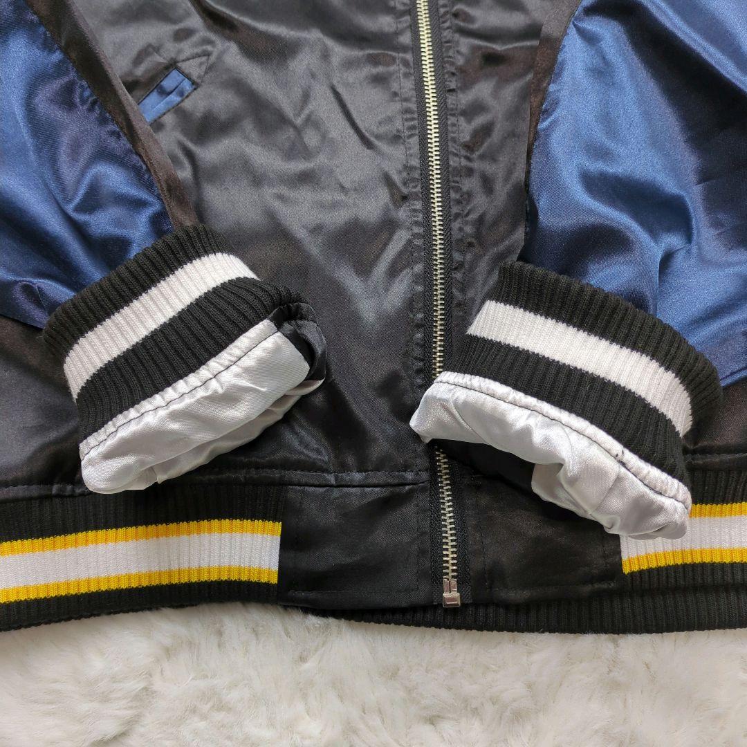 新品 タグ付 抜刀娘 スカジャン リバーシブル 刺繍 花柄 青黒 絡繰魂 XL