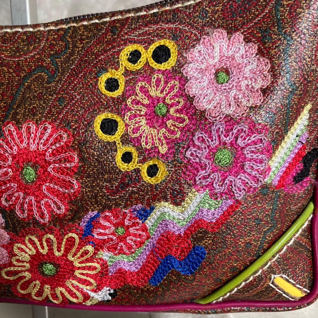 極美品　ETROエトロ　花柄刺繍ハンドバッグ　ペイズリー　ポシェット　イタリア製