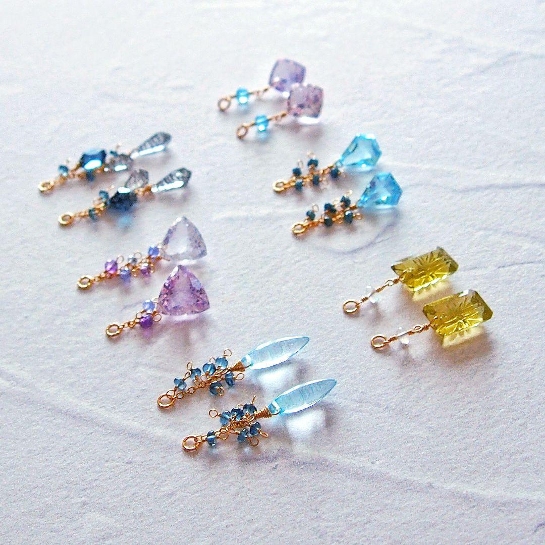 RiSaO＊様　宝石質✨スコロライト　コンケーブ　ピアス　14kgf　他5点