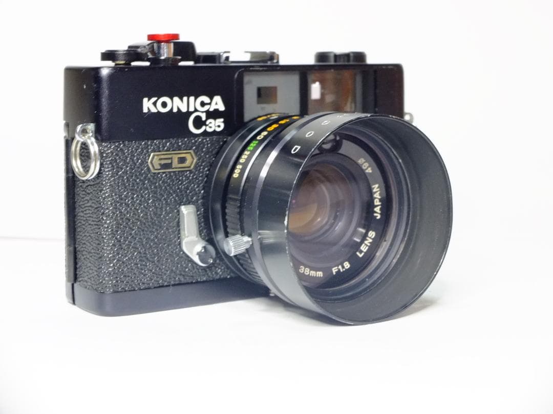 【実写確認整備品】コニカC35FDB.K／ヘキサノン38mmf1.8コニフード付