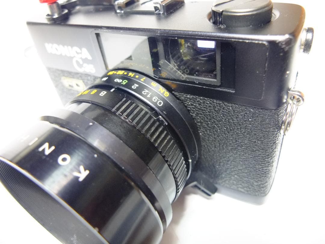 【実写確認整備品】コニカC35FDB.K／ヘキサノン38mmf1.8コニフード付
