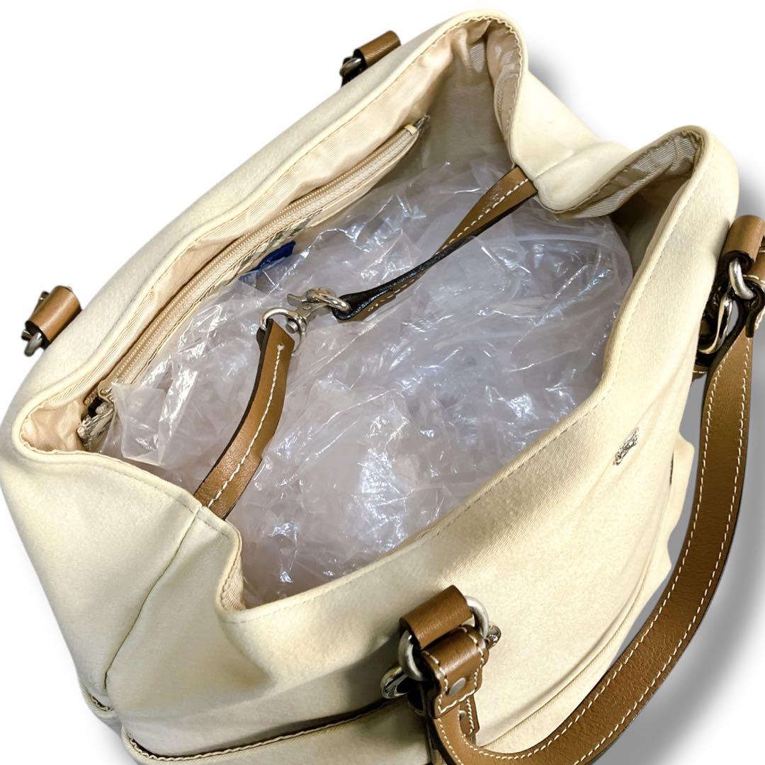 バーバリーブルーレーベル ホースロゴ 希少 トートバッグ クリームベージュ