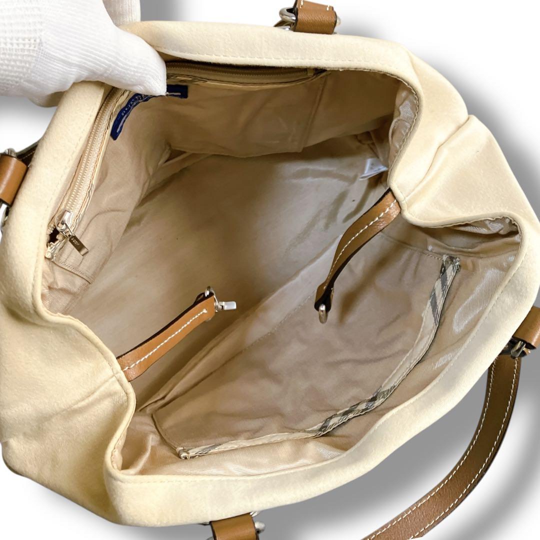 バーバリーブルーレーベル ホースロゴ 希少 トートバッグ クリームベージュ