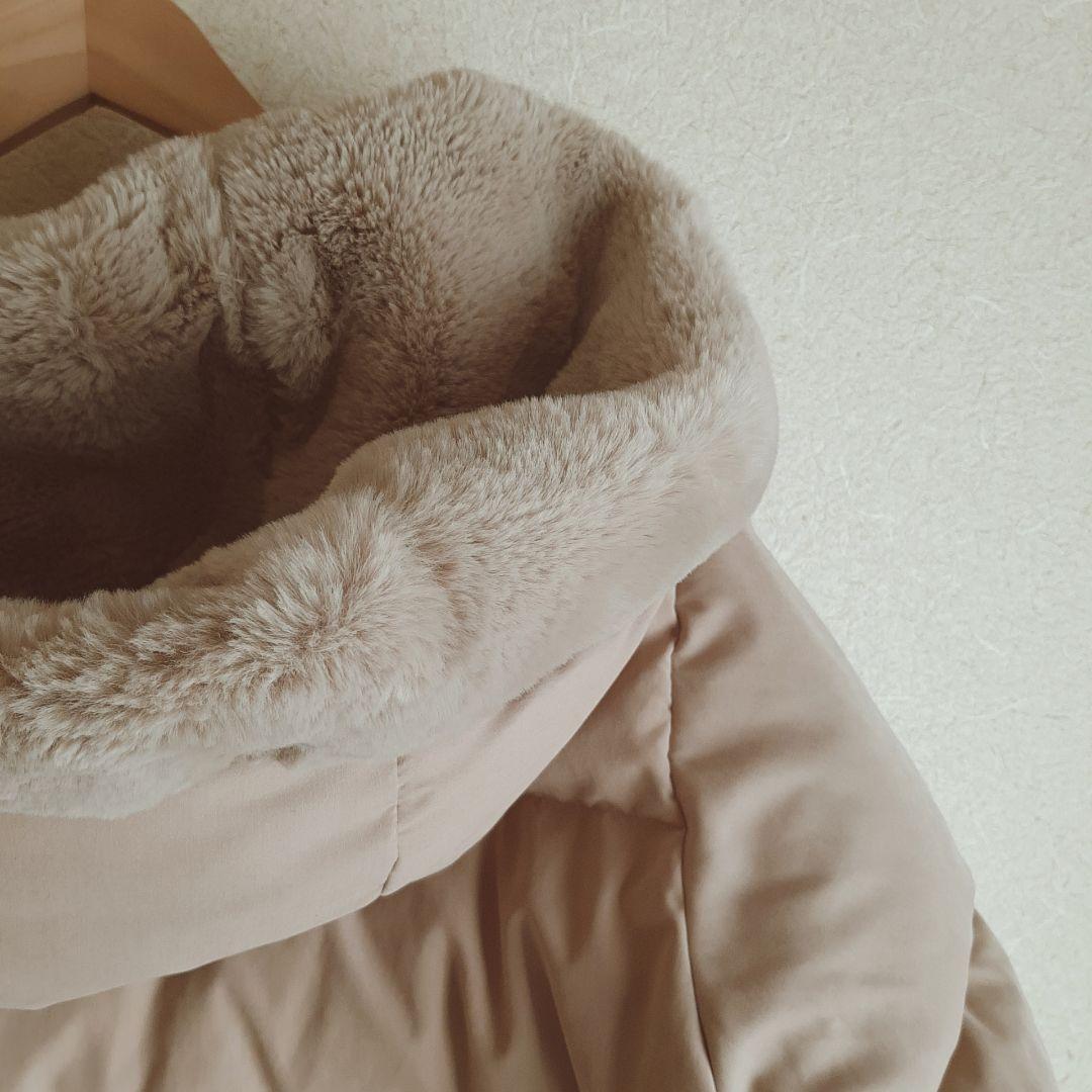 A DAY IN THE LIFE フェイクファーフードダウンコート　ベージュ