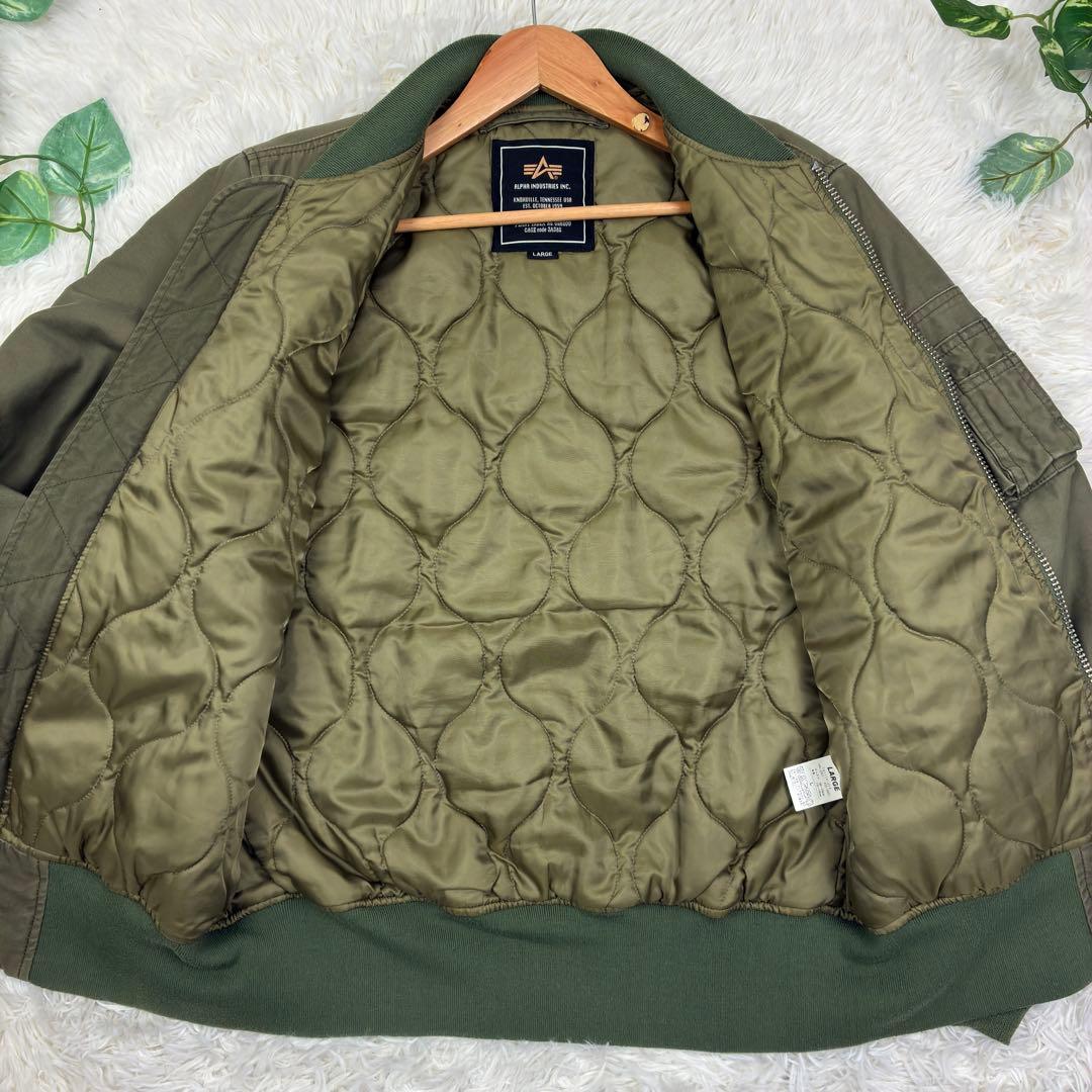 アルファインダストリーズ　ベトジャン　MA-1　スカジャン　刺繍ロゴ　L　カーキ