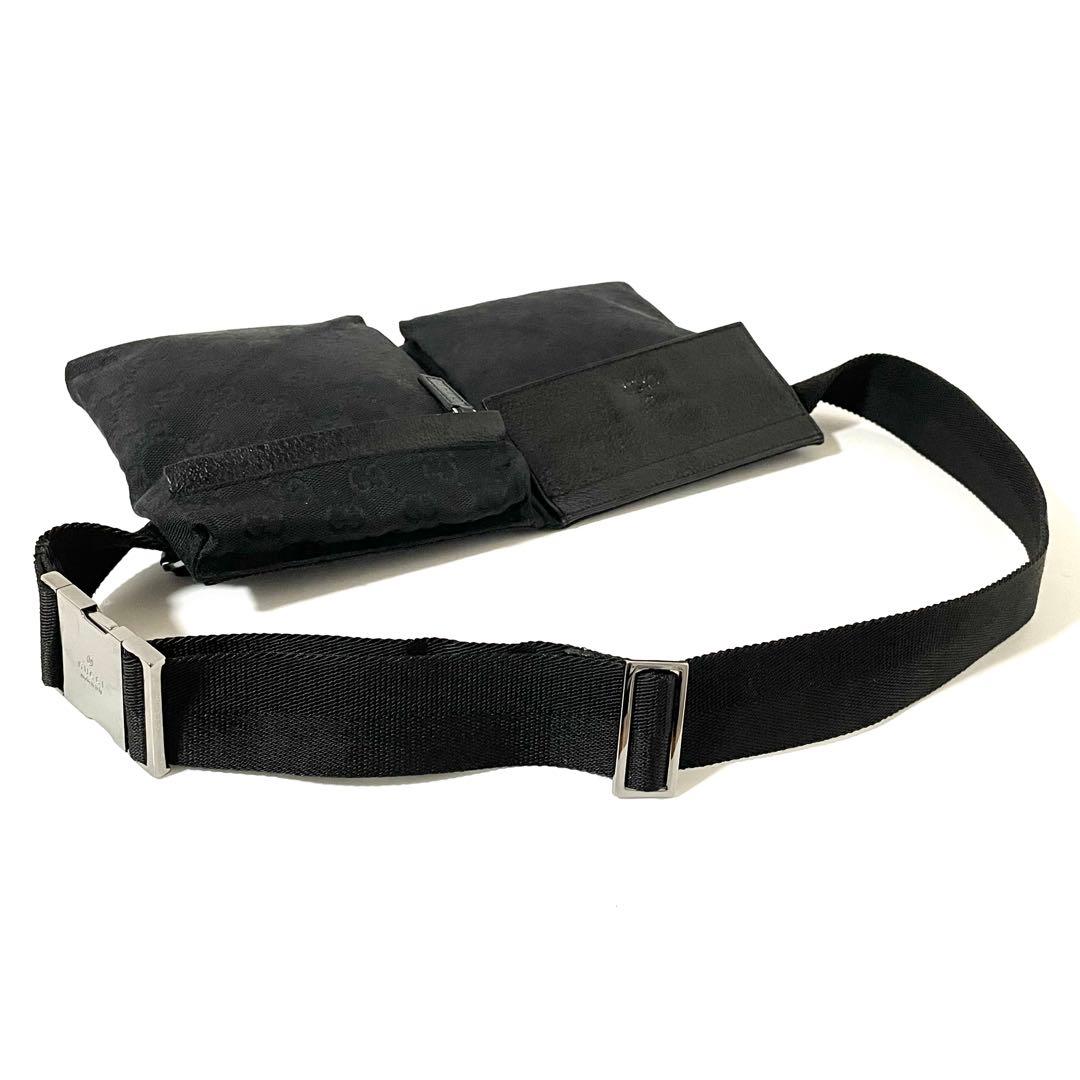 【美品】GUCCI グッチ ウエストポーチ ボディバッグ GGキャンバス×レザー