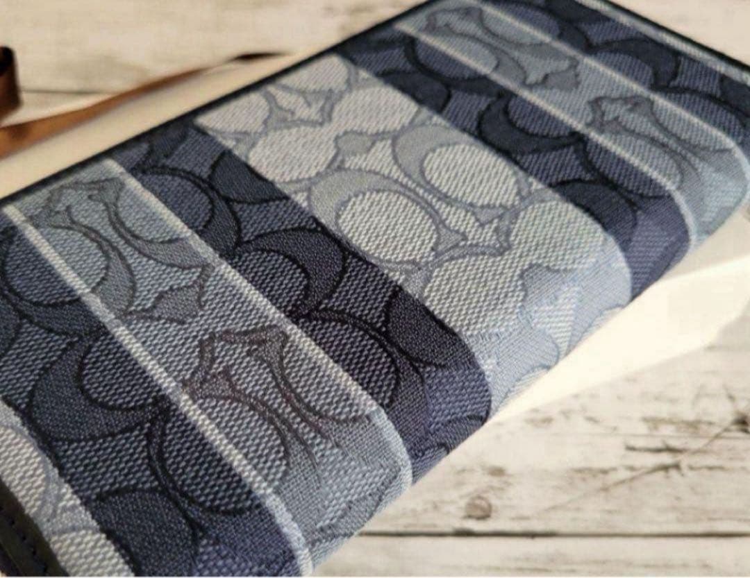 COACH 長財布シグネチャー.デニムジャガードストライブ.ブルー男女兼用.新品