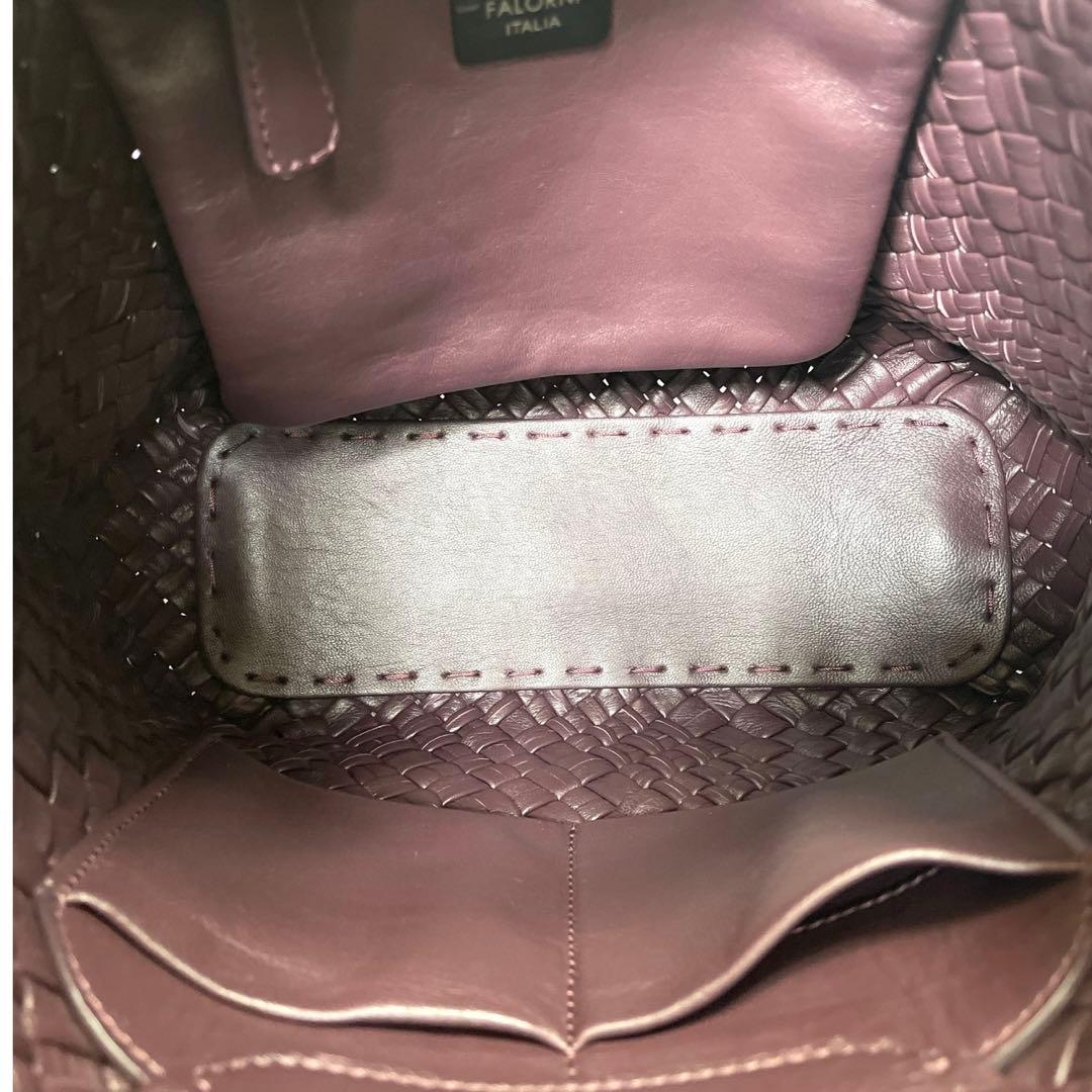 専用品FALORNI イントレチャート ボルドー ラムレザー ハンドバッグ