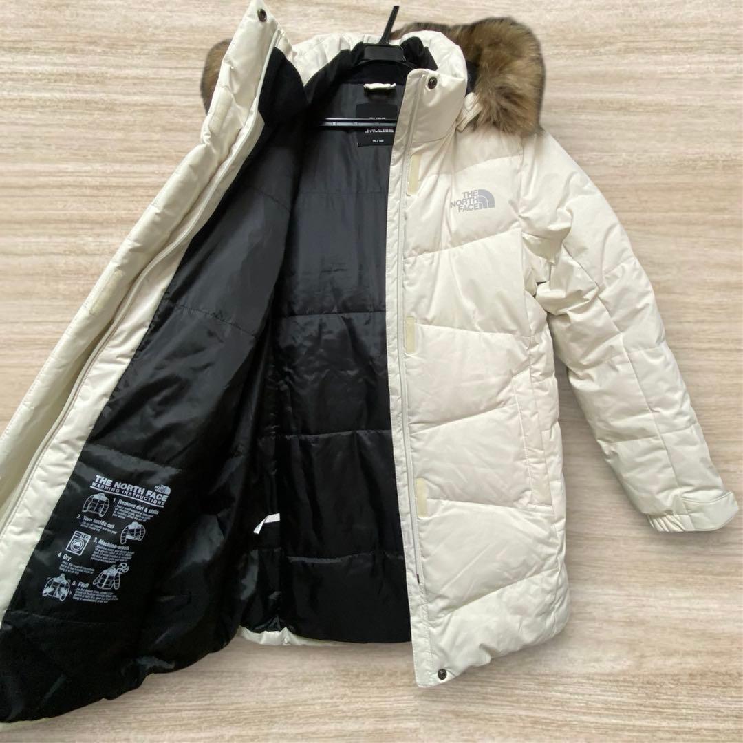 美品 ノースフェイス ロングダウン ダウン 白 M相当