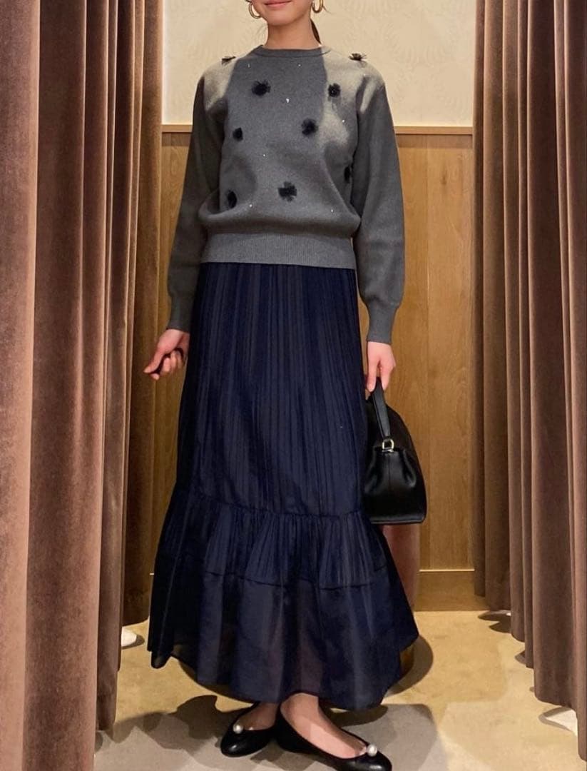 ユナイテッドアローズ コットンカシミヤビジューニット グレー 定価26,950円