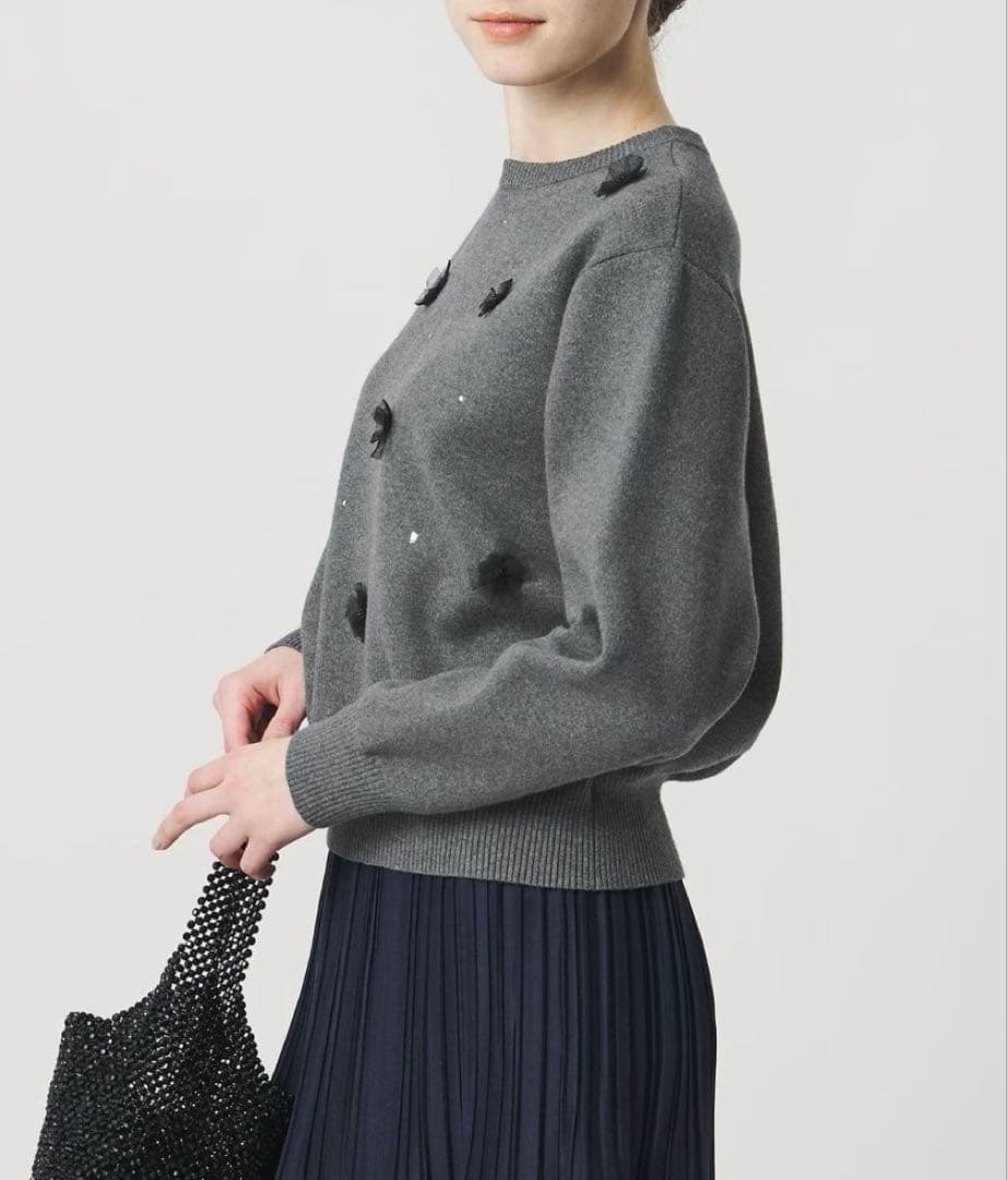 ユナイテッドアローズ コットンカシミヤビジューニット グレー 定価26,950円