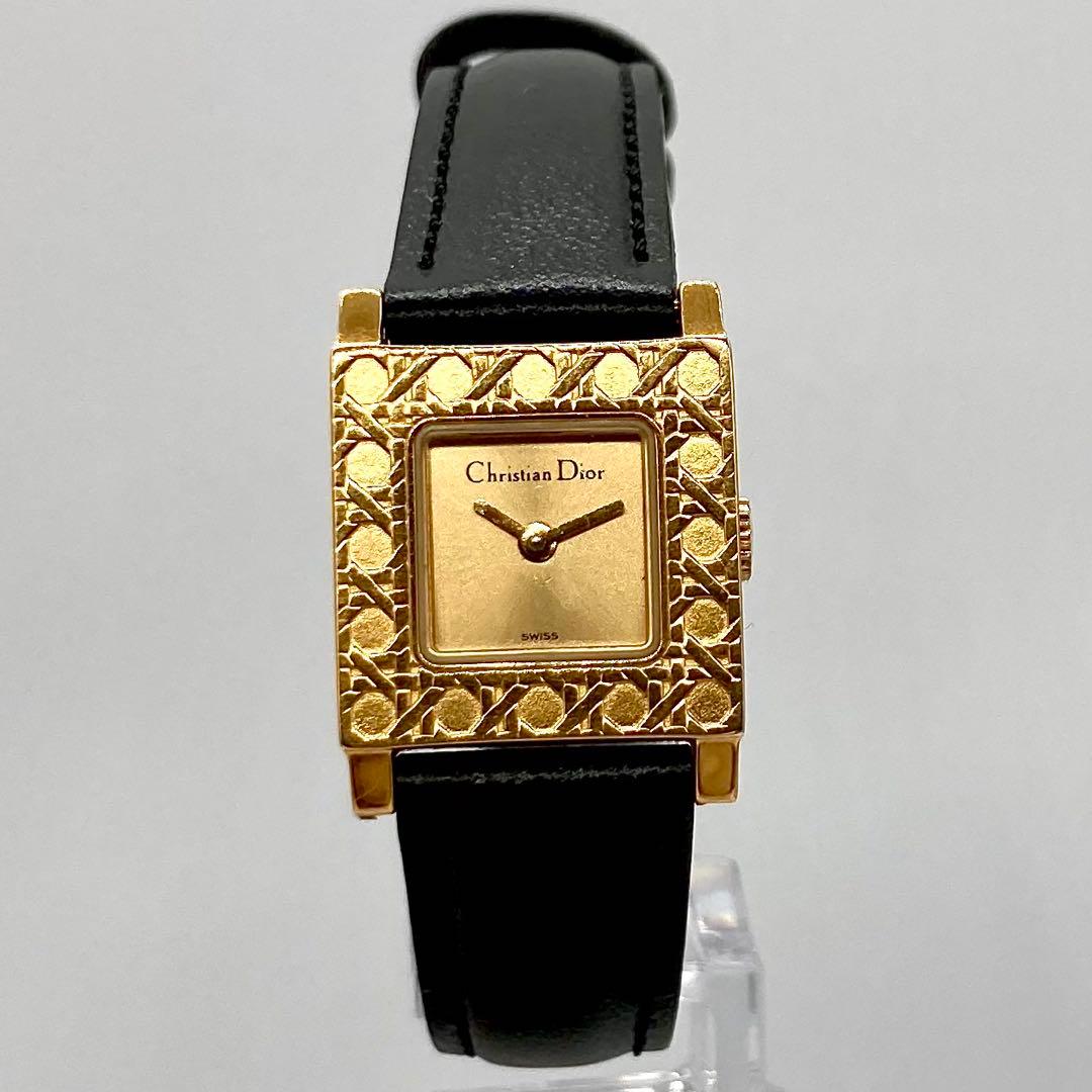【稼動】 ディオール 腕時計 D60-150 QZ ゴールド文字盤 希少ベゼル