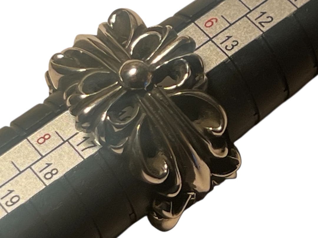 新品　未使用　クロムハーツ ダブルフローラルクロスリング　US 7号　シルバー