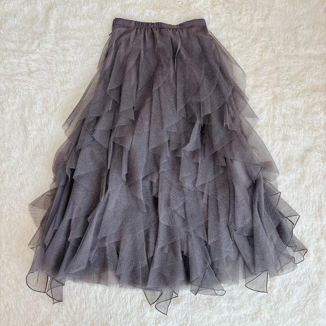 【新品タグ付】FRAY ID チュールラッフルスカート グレー 完売品