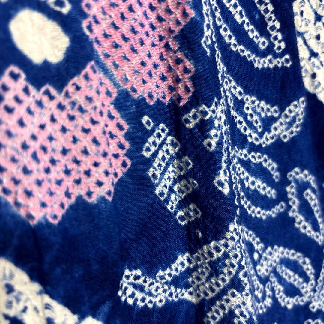 紺碧 有松鳴海絞り浴衣フルセット5点 美品 高級感◎ 裄丈長め　裄73 ゆったり