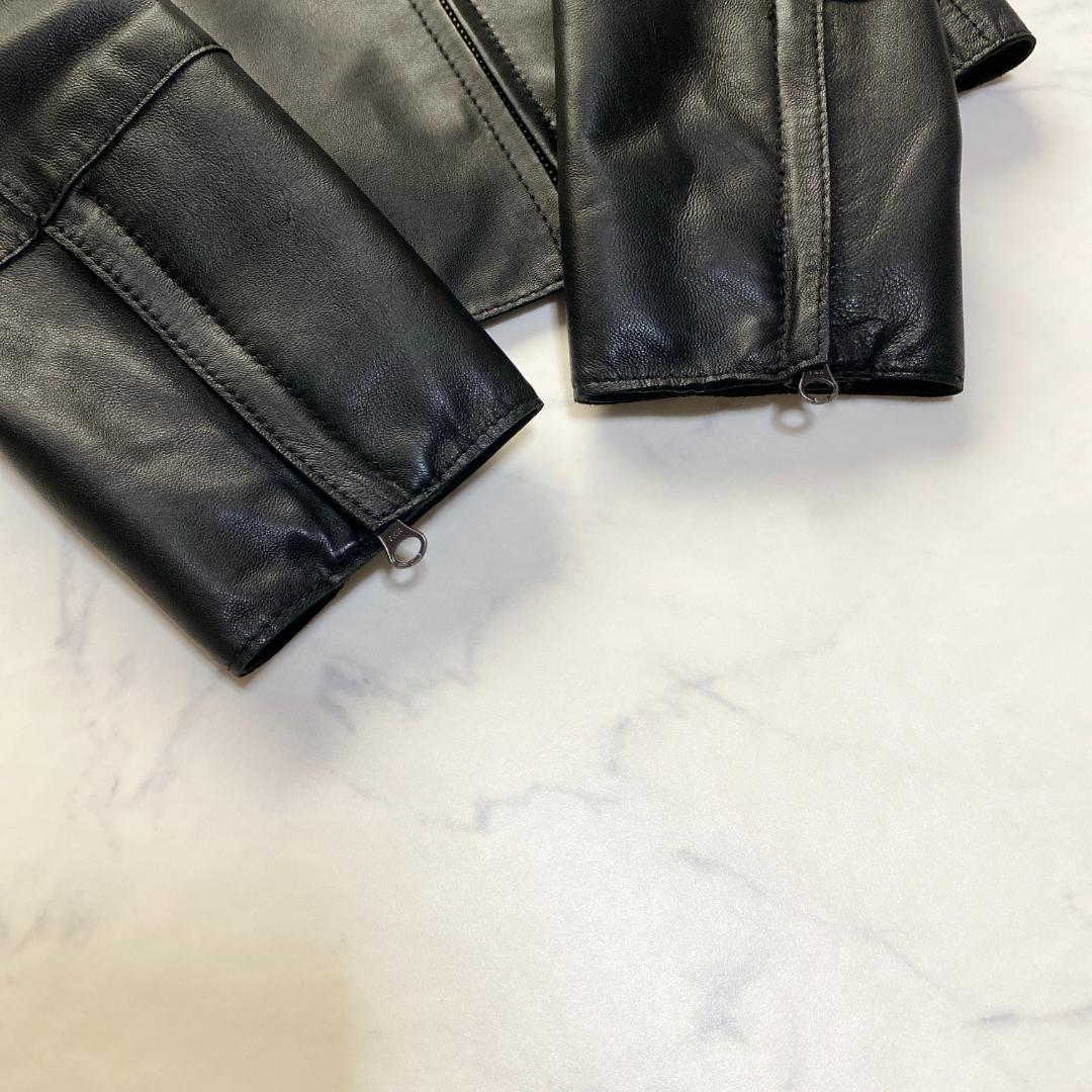 23区 シープレザージャケット ノーカラー 黒 38