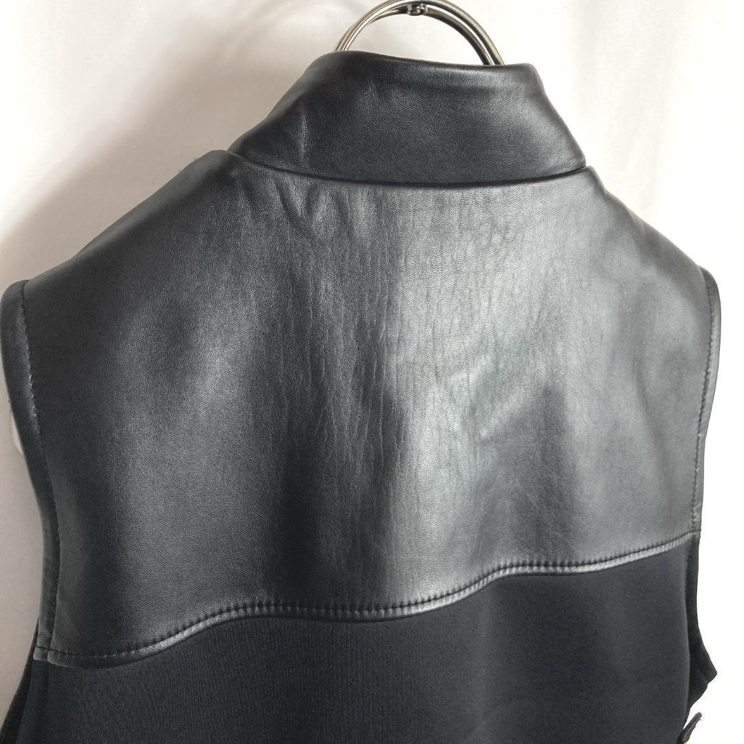 美品 アヴィレックス AVIREX ラムレザー コンバットベスト本革 黒色M