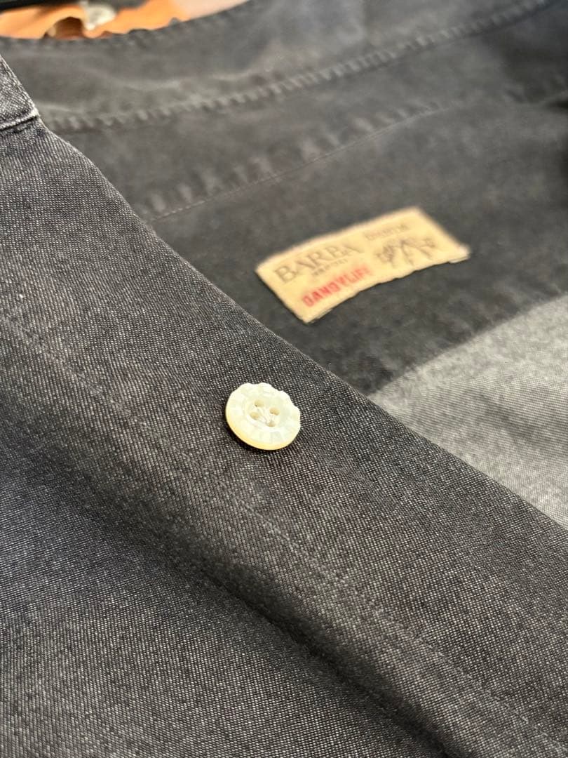 BARBA シャツ 42 41 ブラック デニム シャンブレー ダンガリー 黒